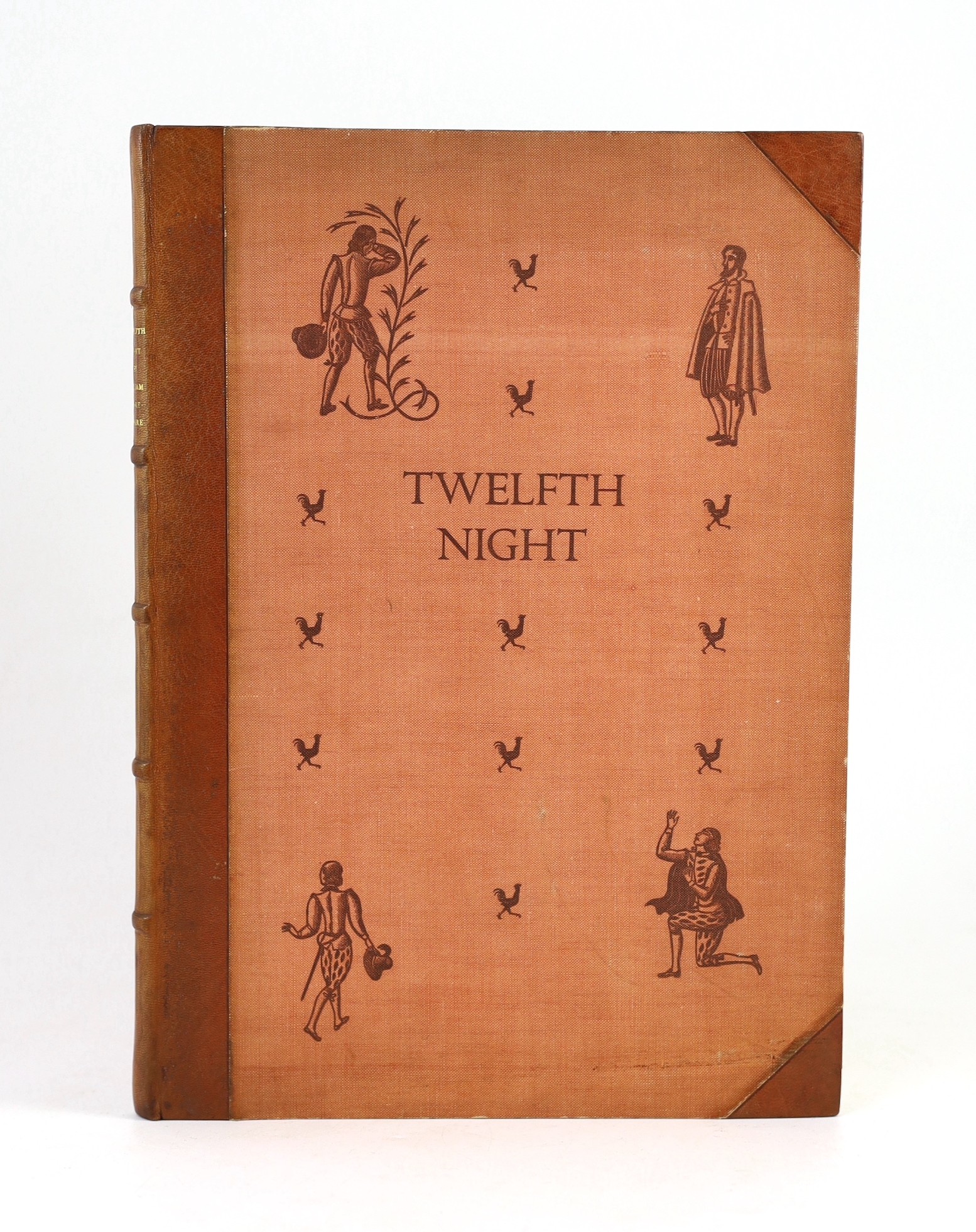 Golden Cockerel Press - Shakespeare, William - Twelfth Night, number 87 of 275, illustrated with 30 wood-engravings, including title, by Eric Ravilious, 4to, half brown morocco by Sangorski and Sutcliffe, bookplate of Wi